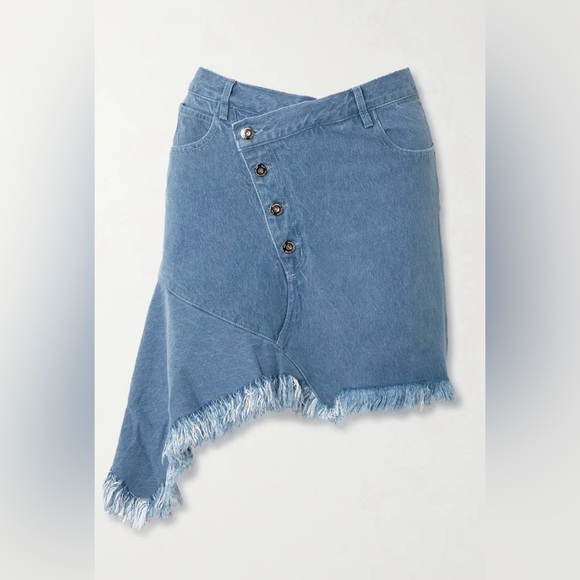 MARQUES'ALMEIDA Asymmetric Frayed Denim Mini Skirt Size UK 6 US 2 - Picture 7 of 16